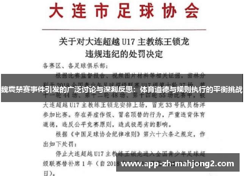 魏震禁赛事件引发的广泛讨论与深刻反思：体育道德与规则执行的平衡挑战
